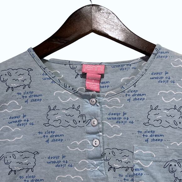 Jenni 2PC Counting Sheep Pajama Lounge Set 100% Cotton Blue White Size S - Picture 4 of 16